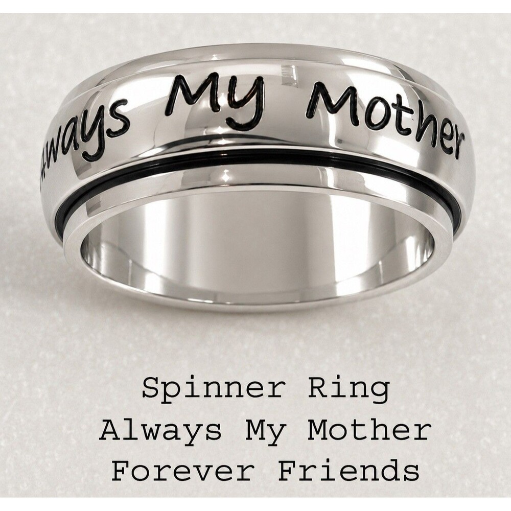 Always my Mother Forever Friends Spinner Ring Size 7 Mom Gift Stainless Steel